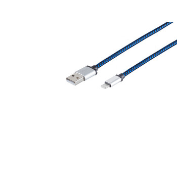 USB-Ladekabel A Stecker auf 8-pin Stecker, blau 2m